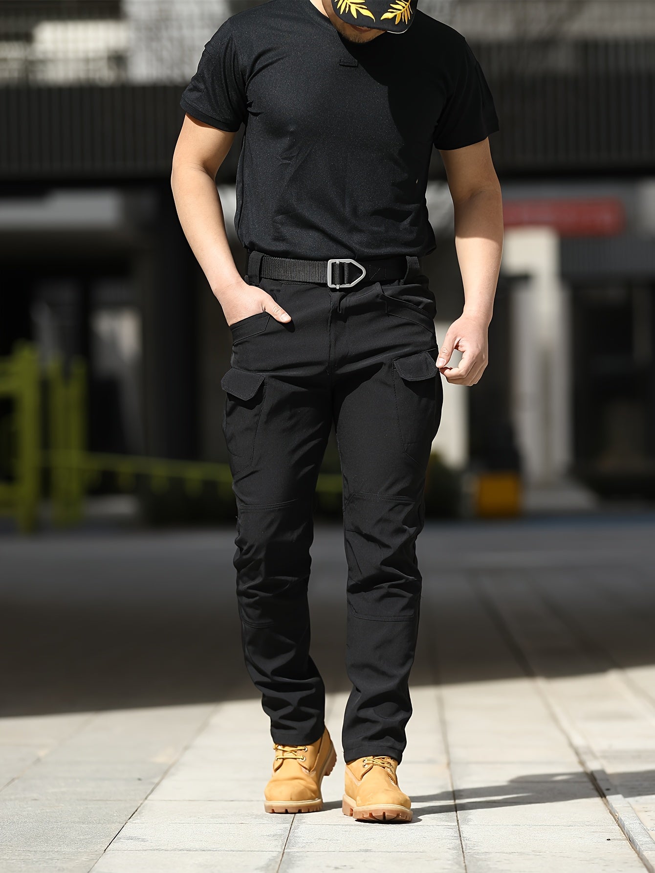 Men's Tactical Cargo Pants Lightweight – Quick Dry Breathable Polyester, Multiple Pockets, Relaxed Fit, Belt Included, All Season Hiking & Outdoor Work Pants, Sizes M–XXXL