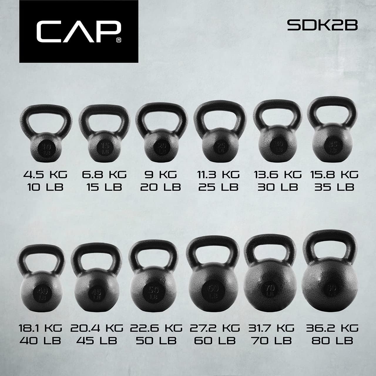 Cast Iron Kettlebell 10 25 35 50 70 LB Hammerstone Painted Flat Bottom Wide Handle – Home Gym Strength Training CrossFit HIIT Full Body Workout Weight