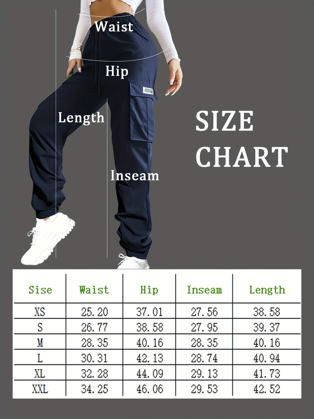 Women's Cargo Pants with Zippered Pockets – Elastic Drawstring Waistband, Large Pocket Casual Outdoor Trousers for Hiking, Travel & Everyday Wear, XS-XXL