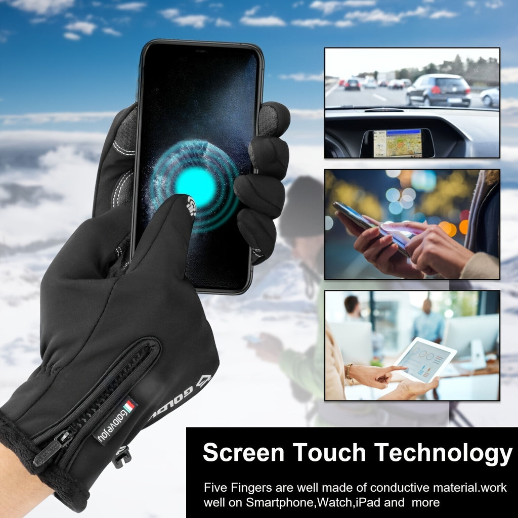 Outdoor Winter Gloves 2 Pairs Windproof Full Finger Slip Resistant Warm Knit Gloves for Cycling Skiing Riding Cold Weather Sports S-XXL