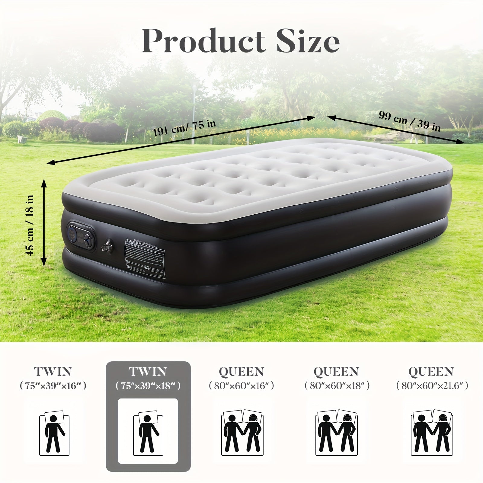 Camping Air Mattress with Pump – Honeycomb Anti-Deformation PVC Inflatable Sleeping Pad, Soft Flocking Top, 2-Person Camp Bed for Backpacking Hiking Outdoor Adventures, Multiple Sizes