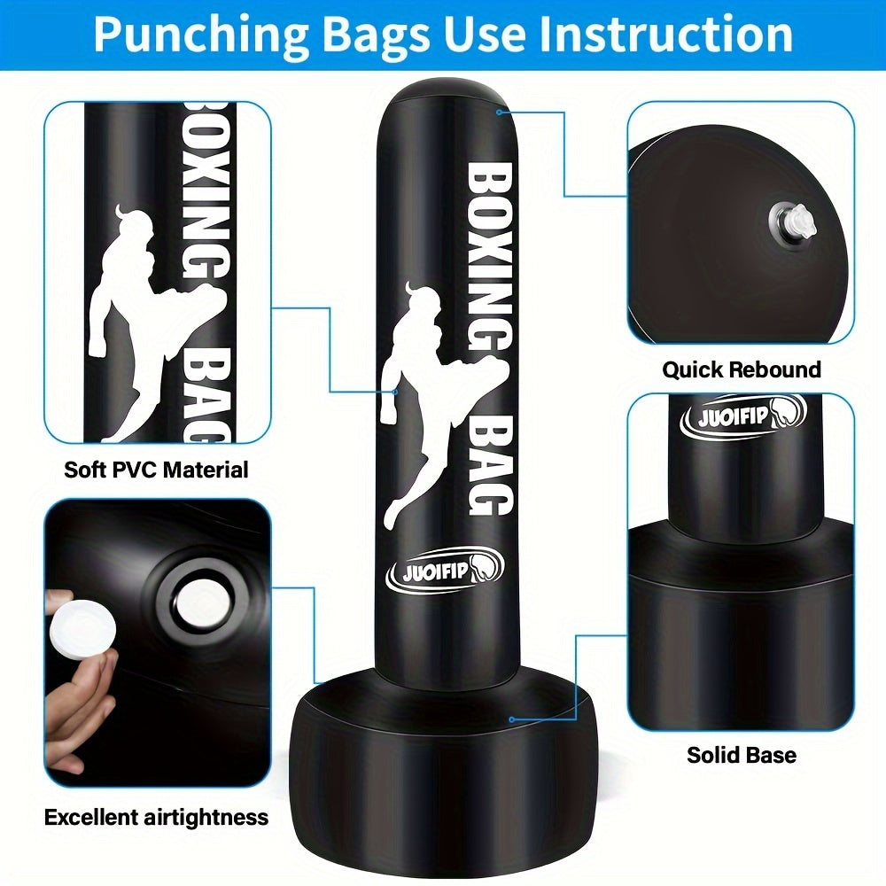 69 Inch Freestanding Punching Bag for Adults – Heavy Duty Inflatable Standing Boxing Bag with Sturdy Base for Boxing Kickboxing MMA Fitness Training Indoor Outdoor