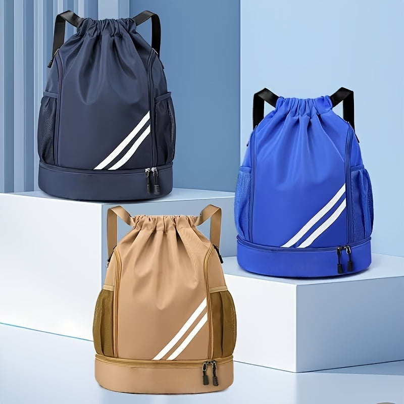 Drawstring Sports Backpack Gym Bag Lightweight for Men & Women – Basketball, Yoga & Fitness Bag with Shoulder Strap, Polyester Lining & Drawstring Pouch
