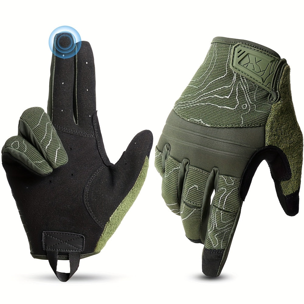 Tactical Full Finger Gloves Touchscreen for Men Women, Breathable Non-Slip Cycling Driving Outdoor Sports Gloves, Durable PC Polycarbonate Mirrored Lens Work Gloves S M L XL