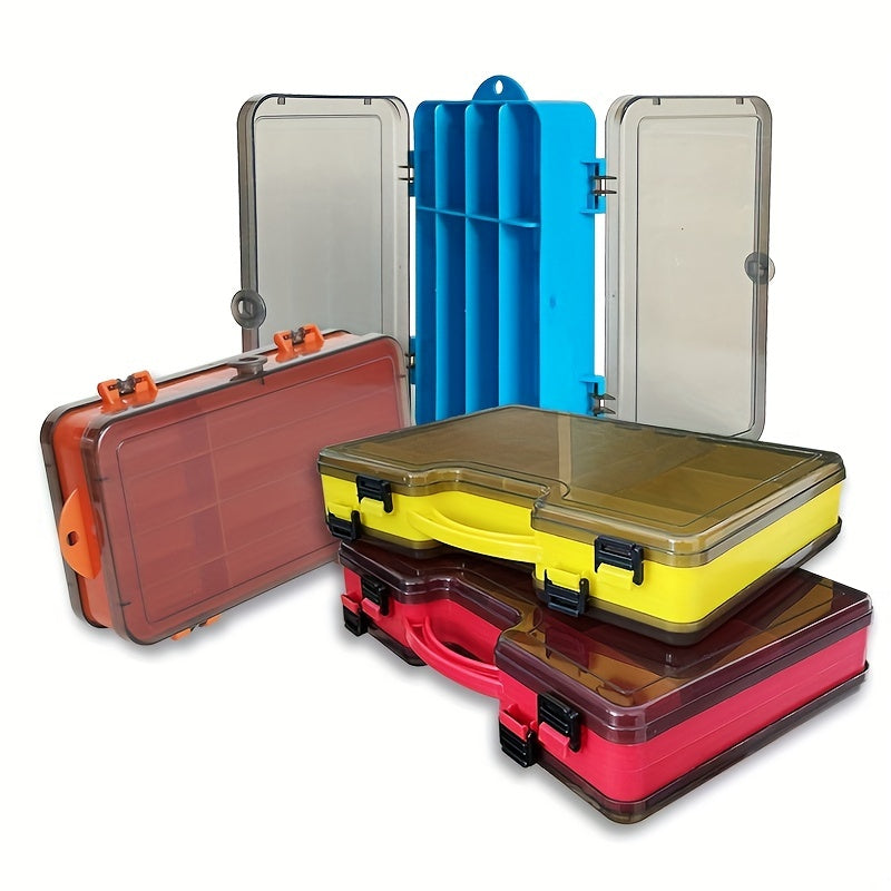 Fishing Tackle Box Two-Sided Storage Portable - Multi-Functional Lure Organizer for Bass Trout Freshwater Saltwater Fishing, Large & Extra Large Sizes, Orange Red Yellow Blue Black White
