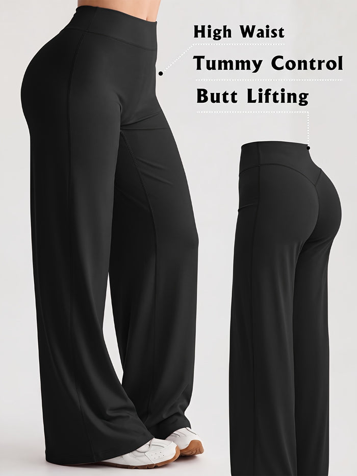 Women's Loose Straight Leg Yoga Pants – Breathable Soft Fabric Relaxed Fit Casual Lounge Trousers for Yoga, Workout, Home & Everyday Wear | S-XL | Chestnut, Cyan, Grey, Black