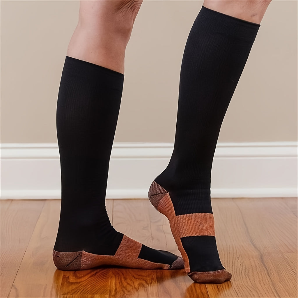 Copper Compression Socks 10 Pairs for Women Men Knee High Circulation Support Socks for Running Cycling Climbing Athletic Daily Wear Sizes S M L XL XXL