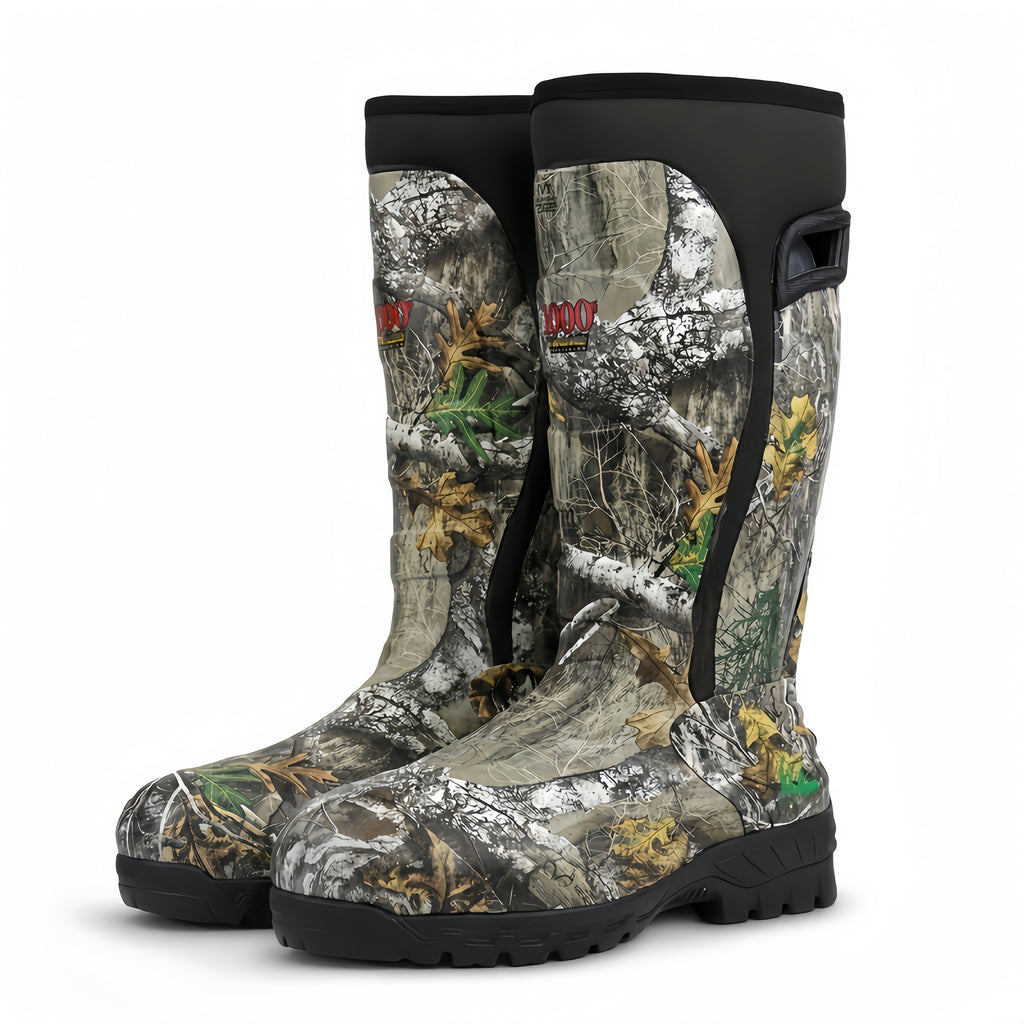 Men's 6mm Neoprene Insulated Hunting Boots – Waterproof Camouflage Rubber Boots with Non-Slip Sole, Slip-On Outdoor Boots for Duck Hunting Fishing Hiking Farming, Sizes US 8-14