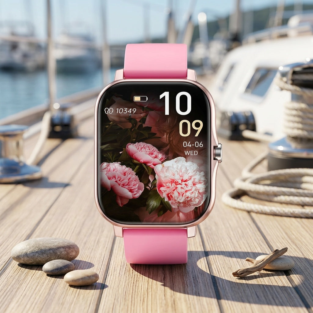 Smart Watch for iPhone & Android with Wireless Calls – HD 1.52" Full Touch Screen Fitness Tracker, Music Control, Message Alerts, Luminous Display, Silver Black Gold Pink, Single & Dual Strap