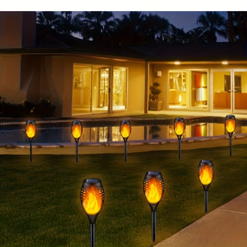 Solar Torch Lights Outdoor Flame Effect LED Garden Yard Decor Waterproof IP55 Warm White Colored 2 8 10 20 Pack