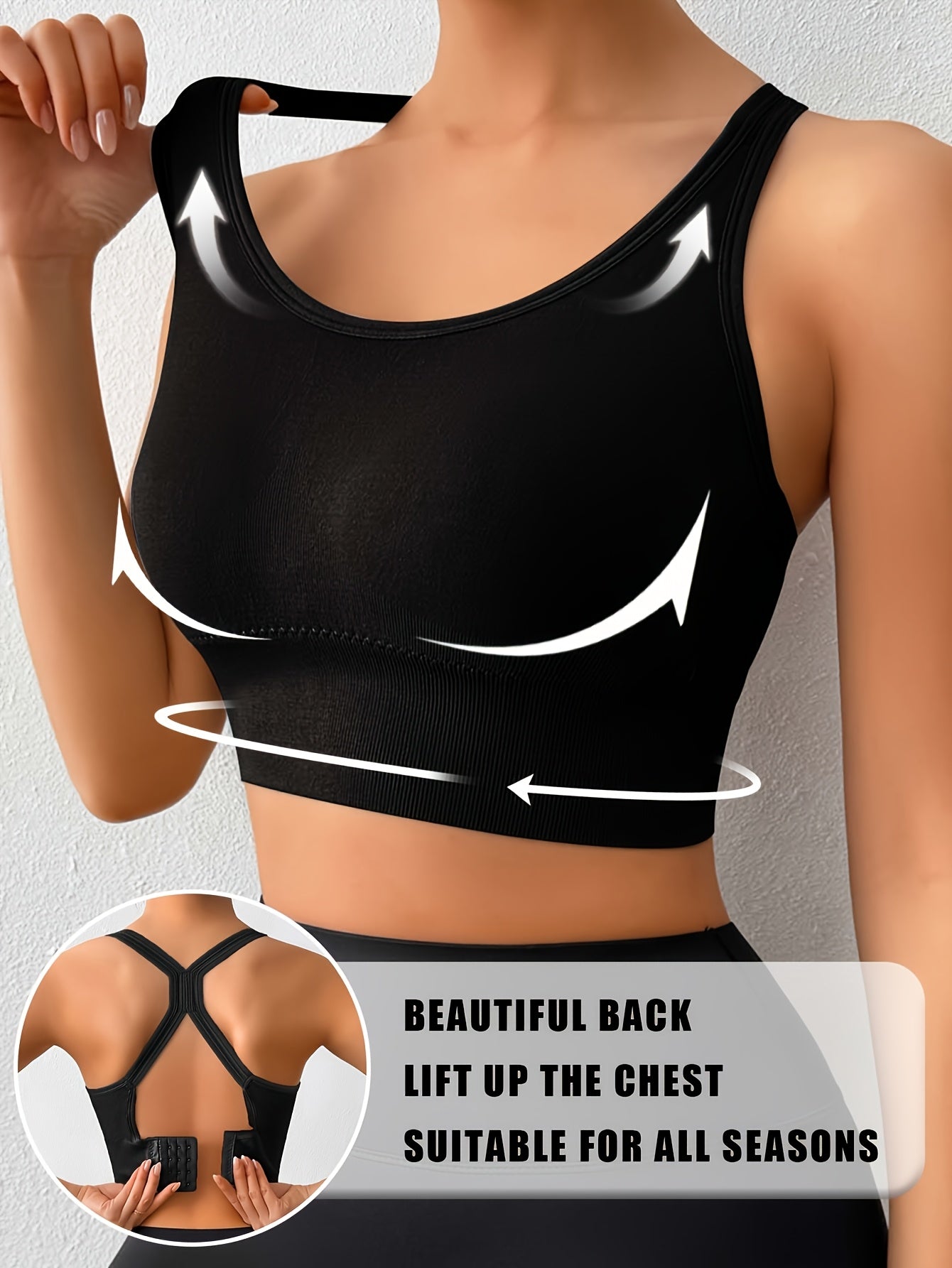 Women's Posture Corrector Racerback Sports Bra – Wireless Push Up Back Support Bra, Breathable Seamless Activewear for Yoga, Gym & Daily Wear M-XXL
