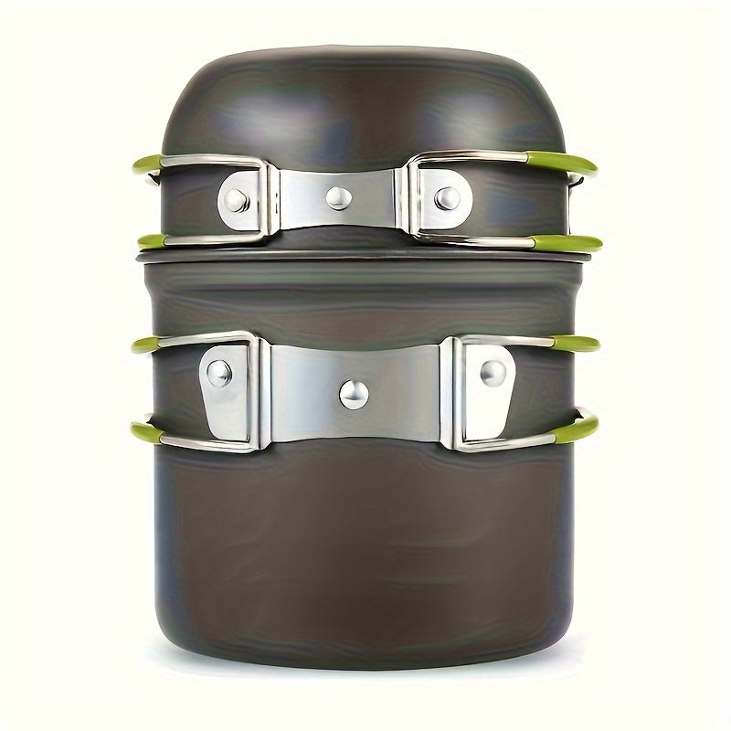 Camping Cookware Set Stainless Steel Pot with Foldable Utensils Compact Backpacking Cook Set for Outdoor Camping Hiking Picnic Lightweight Travel Kitchen Gear
