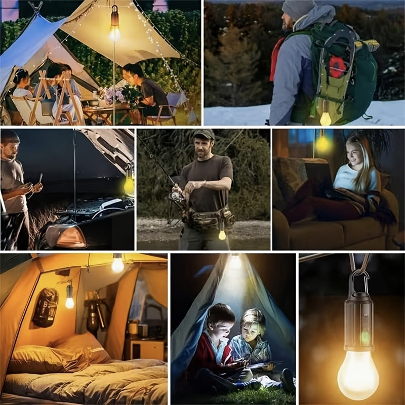 8-Pack Solar Rechargeable LED Camping Lights with Hook 300mAh Battery Portable Hanging Tent Lights for Camping Hiking Patio Christmas Valentine's Day Holiday Decoration