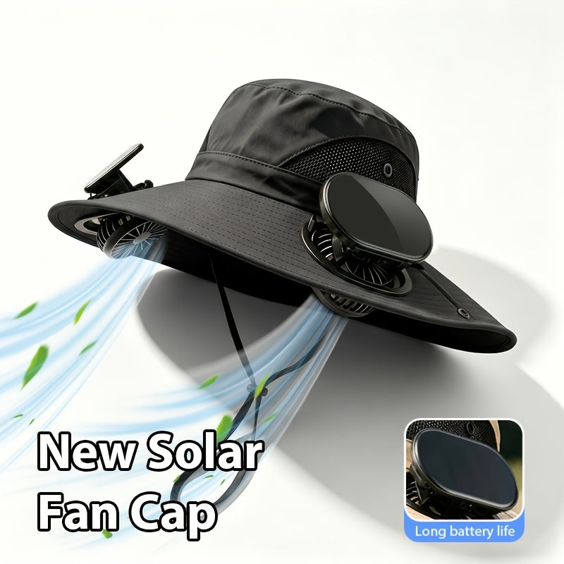Sun Hat Men Wide Brim with 2 Fans Breathable Fishing Hat UV Protection for Outdoor Camping Hiking Beach Summer