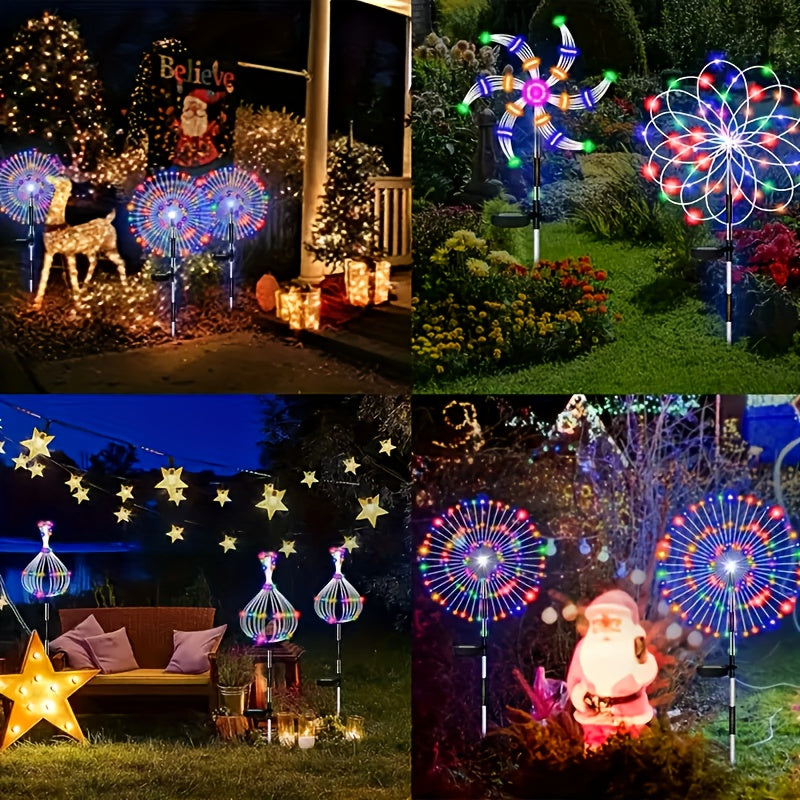Solar Firework Lights Outdoor 8-Pack – 480 LED, IP65 Waterproof, 8 Lighting Modes, Solar Powered Stake Lights for Garden, Lawn, Pathway & Patio | Christmas, Halloween & Holiday Decor