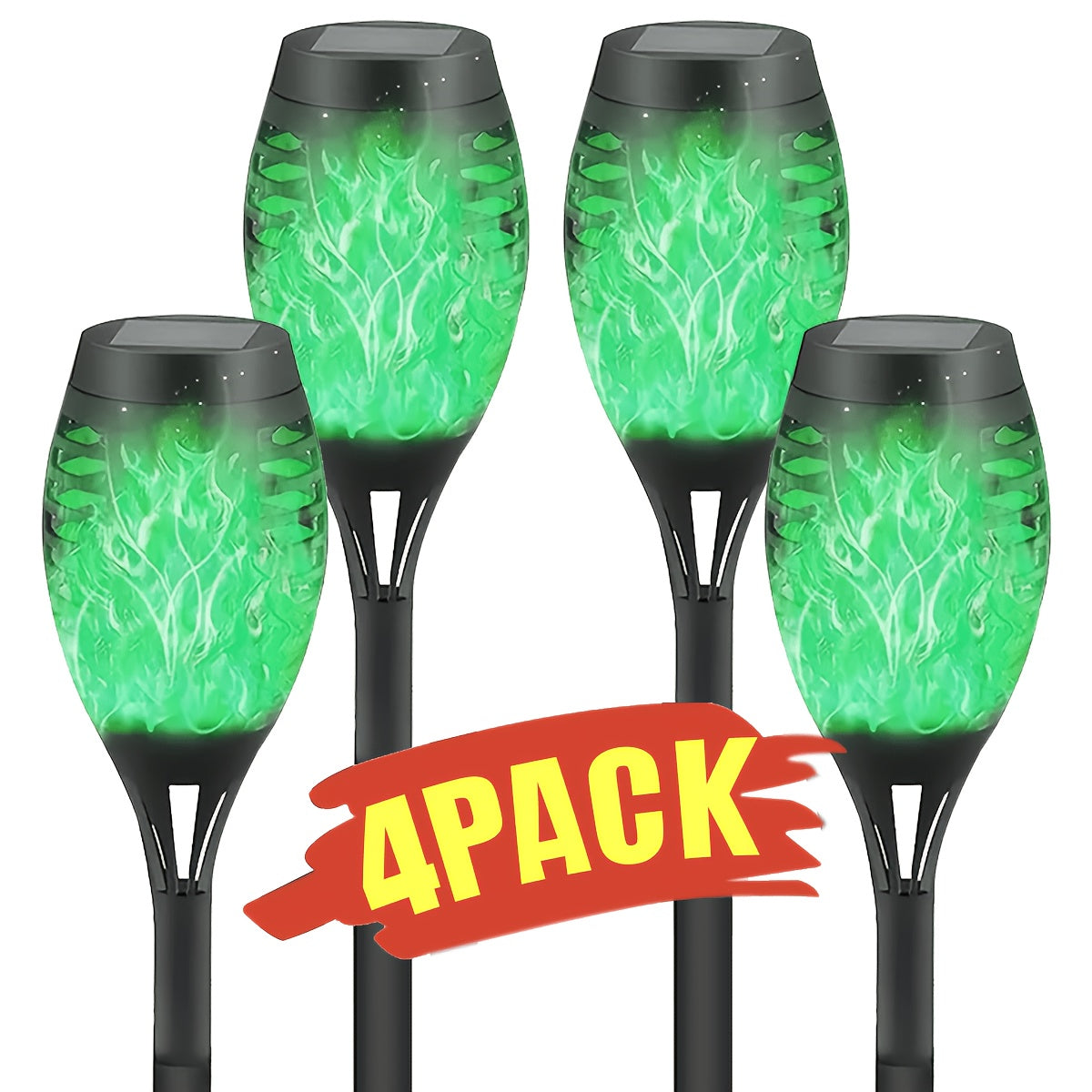 Solar Flame Torch Lights Outdoor - Flickering Flame Effect, IP65 Waterproof, Auto Dusk-to-Dawn, 750mAh Solar Powered Garden Stake Lights for Yard, Lawn, Patio & Pathway - 4/8/12 Pack