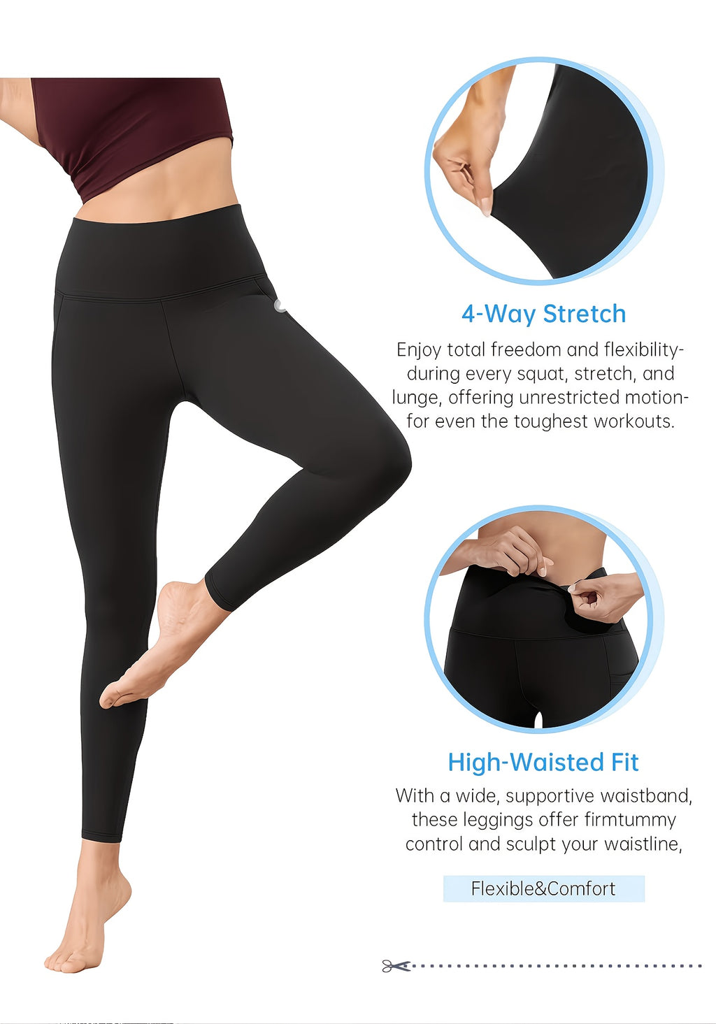 Tummy Control Leggings for Women 5 Pack – Hip Lifting Quick Dry High Stretch Breathable Yoga Gym Pilates Workout Pants XS-XL Mixed Colors