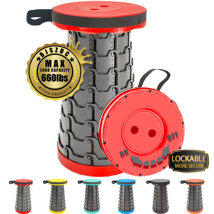 Folding Cylinder Stool 660lbs Heavy Duty - Portable Lightweight Plastic Seat for Camping, Fishing, Hiking & Travel - Waterproof, Foldable with Carry Handle - Compact Outdoor Stool for Adults