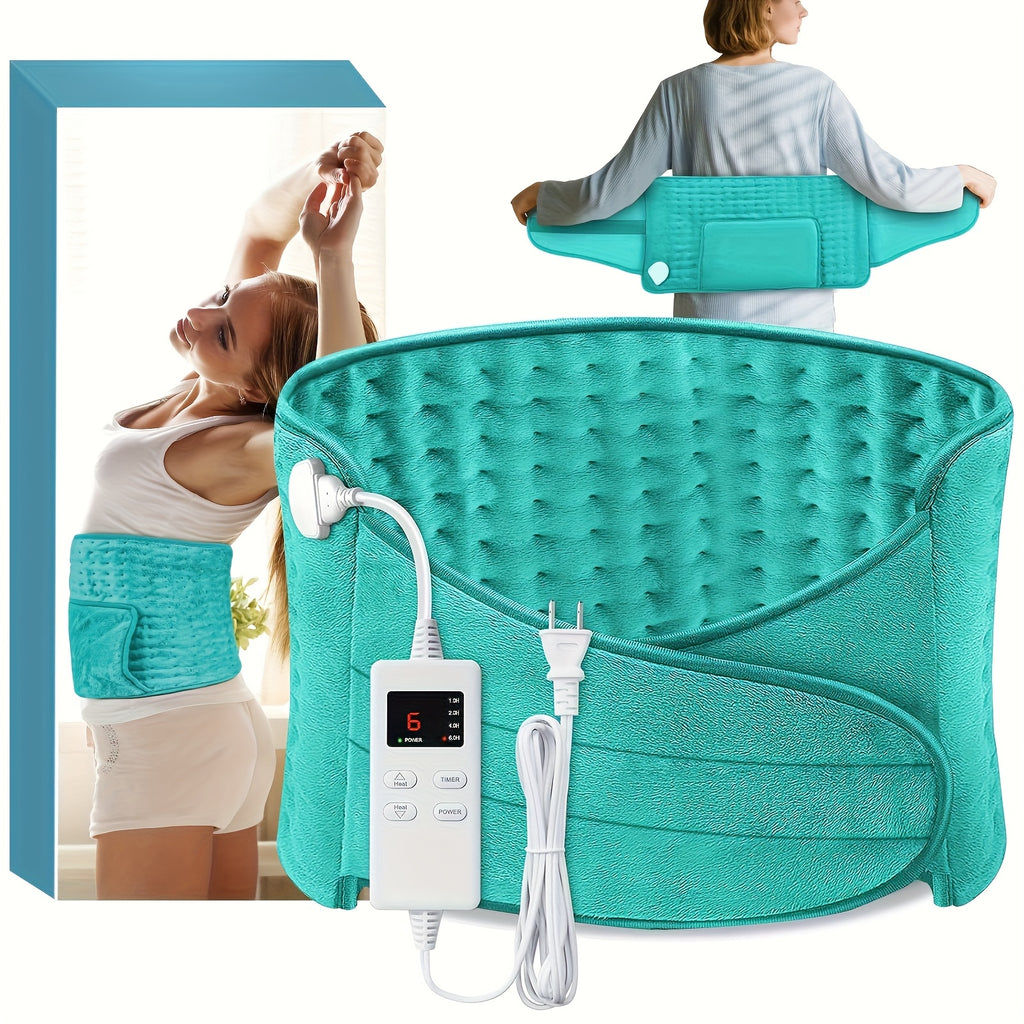 Heating Belt for Back Pain Relief Electric 12x24 Heated Waist Wrap – 6 Levels 4 Timers 6-Hour Auto Shutoff for Men Women Cramps Muscle Soreness