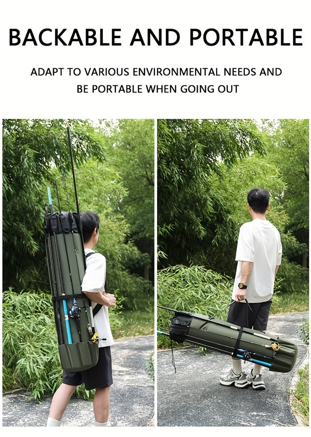 Fishing Rod Bag Large Capacity Foldable Multifunctional Gear Carrier Case with Two Lead Weights Durable Freshwater Saltwater Rod Holder Handbag Fishing Gift