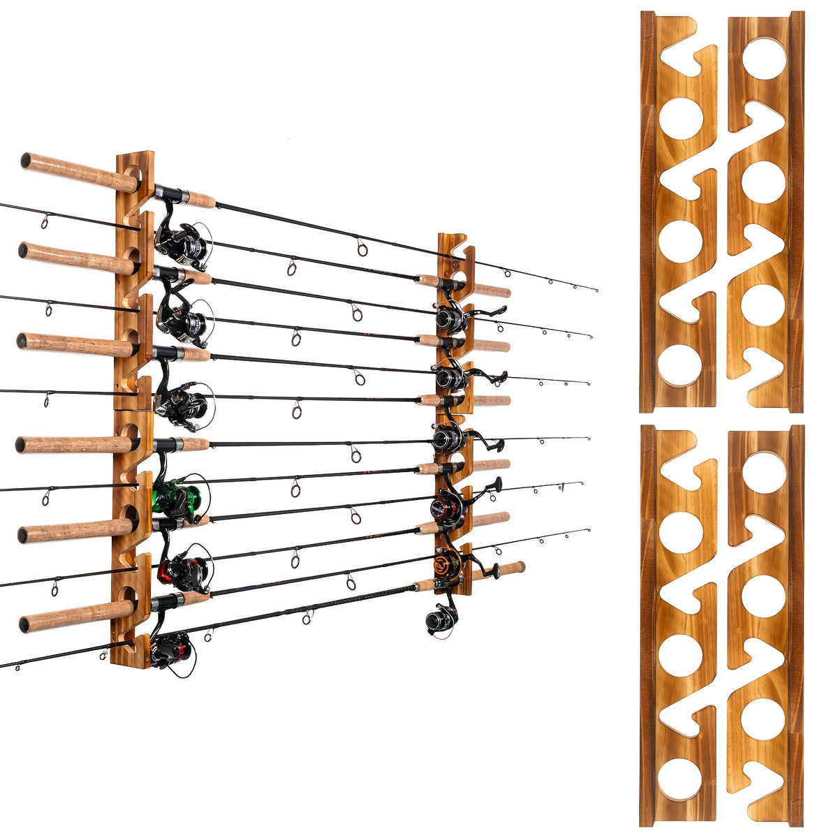 Fishing Rod Rack Wall or Ceiling Mounted Fishing Pole Holder Garage Storage Organizer Holds 6 to 24 Rods Space Saving Fishing Gear Organizer