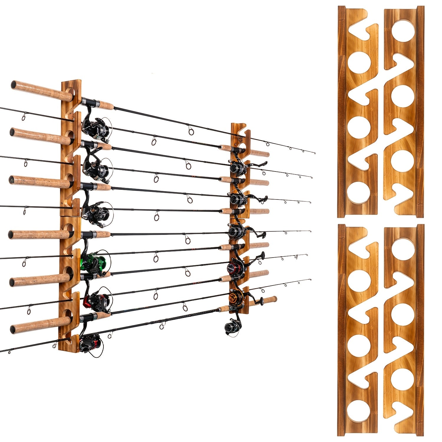 Fishing Rod Rack Wall or Ceiling Mounted Fishing Pole Holder Garage Storage Organizer Holds 6 to 24 Rods Space Saving Fishing Gear Organizer