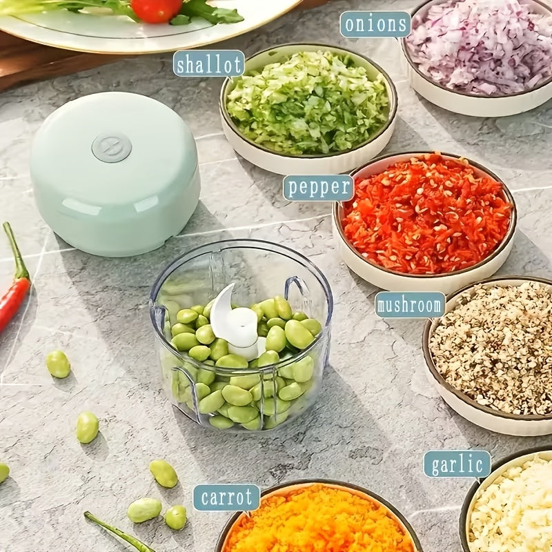 Mini Food Processor Cordless Rechargeable USB Electric Food Chopper with Meat Grinder Blade – Portable Vegetable Cutter Garlic Crusher Fruit Grinder for Kitchen