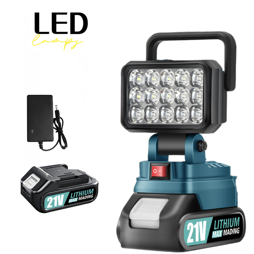 Makita 21V Battery LED Work Light – Portable Camping Lantern & Jobsite Flashlight, IP4X Water Resistant, High Brightness, Emergency Power Outage Light for Hiking & Outdoor Use