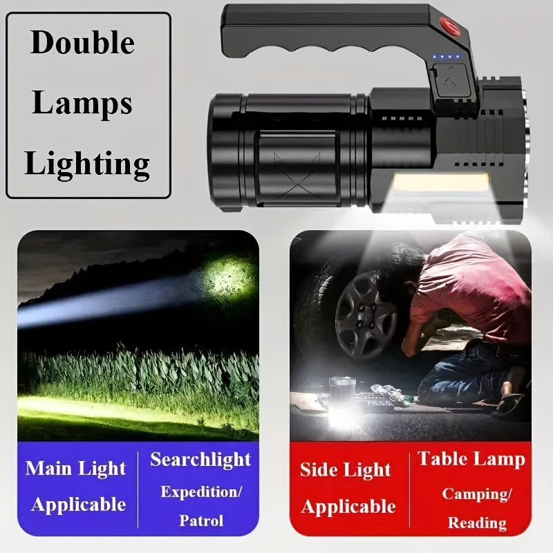 USB Rechargeable LED Flashlight Quad-Core 4 Modes Aluminum Camping Torch – Compact Bright Flashlight for Hiking Emergency Home Use 1-Pack or 2-Pack