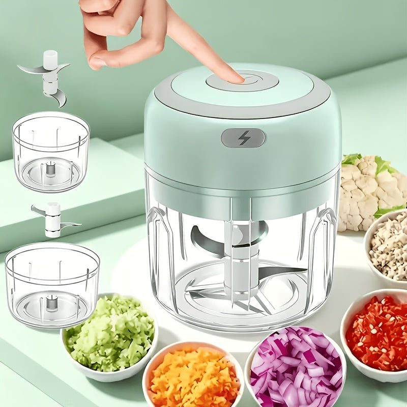 Mini Food Processor Cordless Rechargeable USB Electric Food Chopper with Meat Grinder Blade – Portable Vegetable Cutter Garlic Crusher Fruit Grinder for Kitchen
