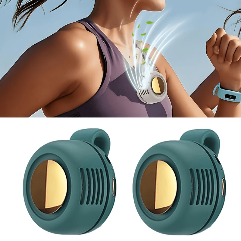 2-Pack Clip-On Bladeless Fan 360° Surround Wind – USB Rechargeable Personal Cooling Fan for Shirt, Waist & Neck | Quiet, Portable for Hiking, Camping, Travel, Golf & Outdoor Activities