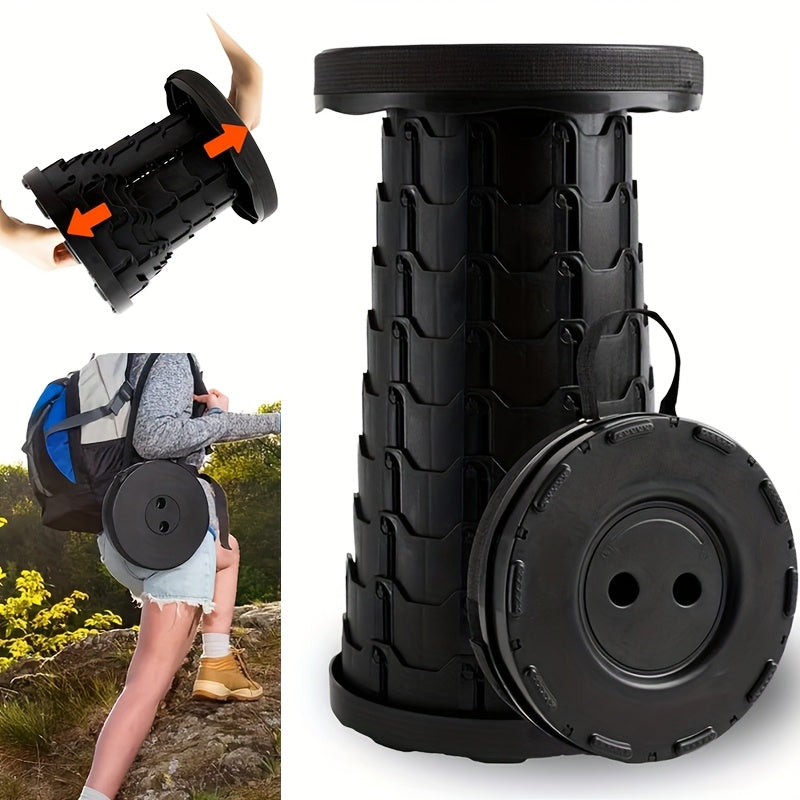 Portable Folding Telescopic Stool 400 Lbs Capacity – Lightweight Foldable Seat for Outdoor Camping Fishing Hiking Indoor Kitchen Use