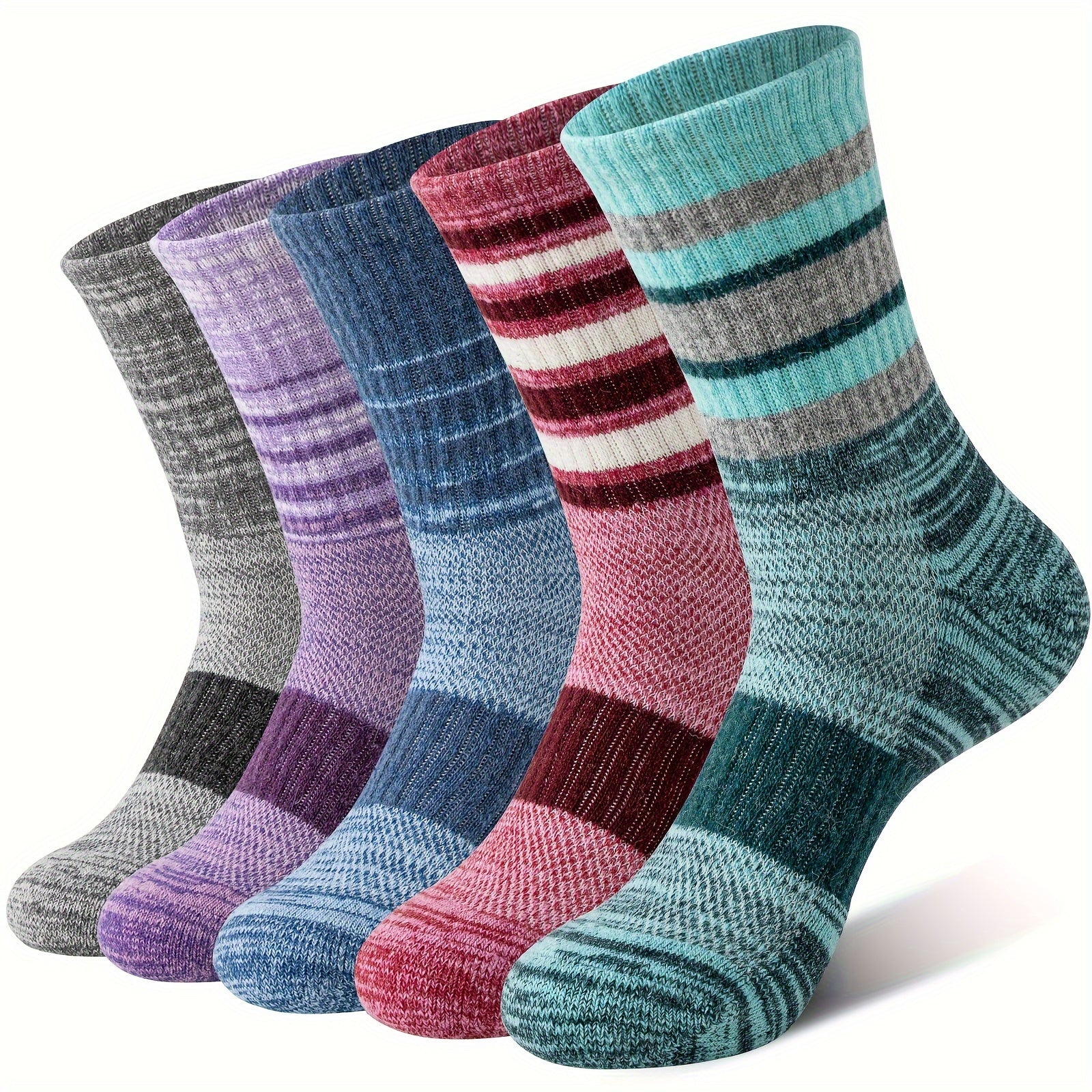 Merino Wool Hiking Socks 5 Pairs Men Women Compression Cushion Breathable Outdoor Trail Running Camping Festival Gift Socks