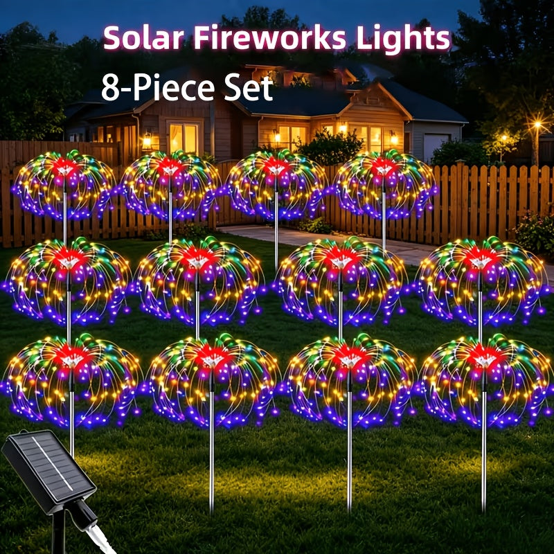 Solar Firework Lights DIY Copper Wire 4-Pack – 240 LED, IP65 Waterproof, 8 Modes, Flexible Shape Design for Garden, Lawn, Patio & Pathway | Christmas, Halloween & Thanksgiving Decor