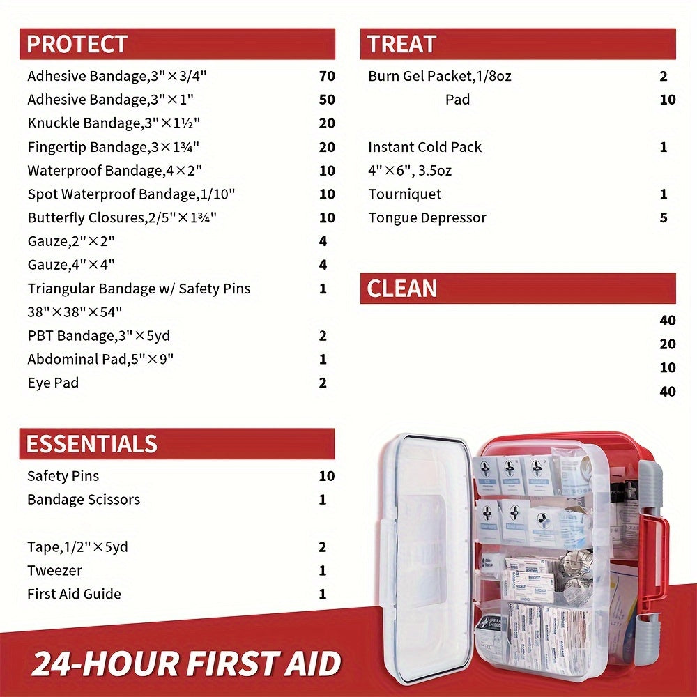 OSHA All-Purpose First Aid Kit – Professional Medical Supplies for Home Office Outdoor Emergency Business, Bandages Gauze Burn Gel Cold Pack Gloves Included