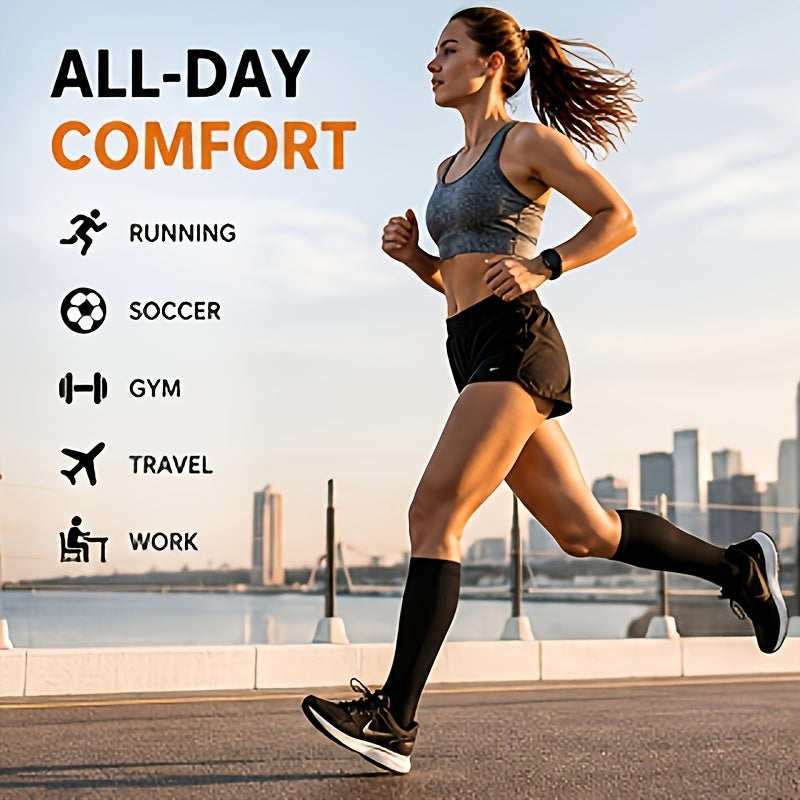 Compression Calf Socks 4 Pack for Women Men, Unisex 3D Compression Technology Calf Sleeves for Sports Running Yoga Fitness, Graduated Compression Leg Socks for Athletic Performance & Recovery