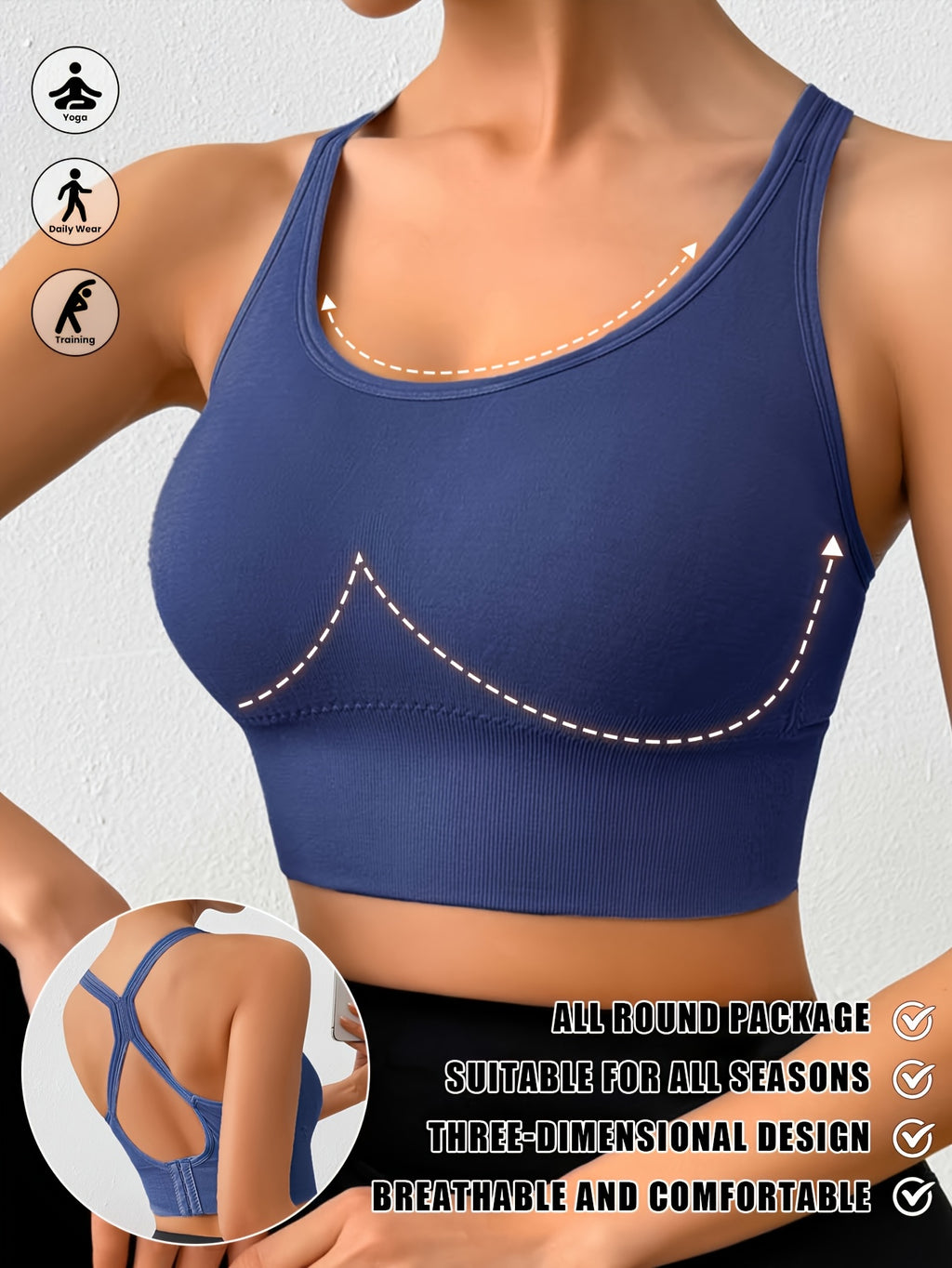 Women's Posture Corrector Racerback Sports Bra – Wireless Push Up Back Support Bra, Breathable Seamless Activewear for Yoga, Gym & Daily Wear M-XXL
