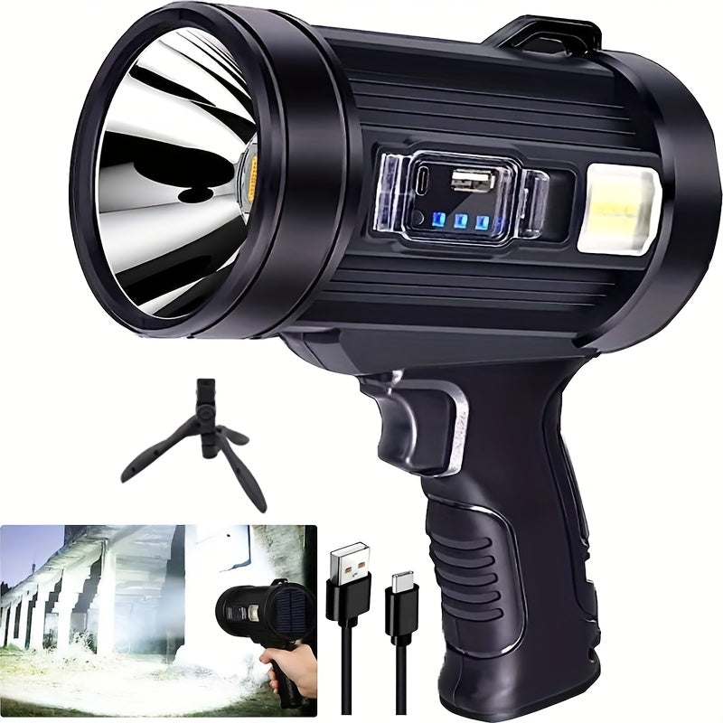 LED Rechargeable Flashlight – 6 Modes, 3 Color Filters, USB & Solar Charging, IPX4 Waterproof for Hunting, Camping, Boating & Hiking | Tactical Outdoor Torch