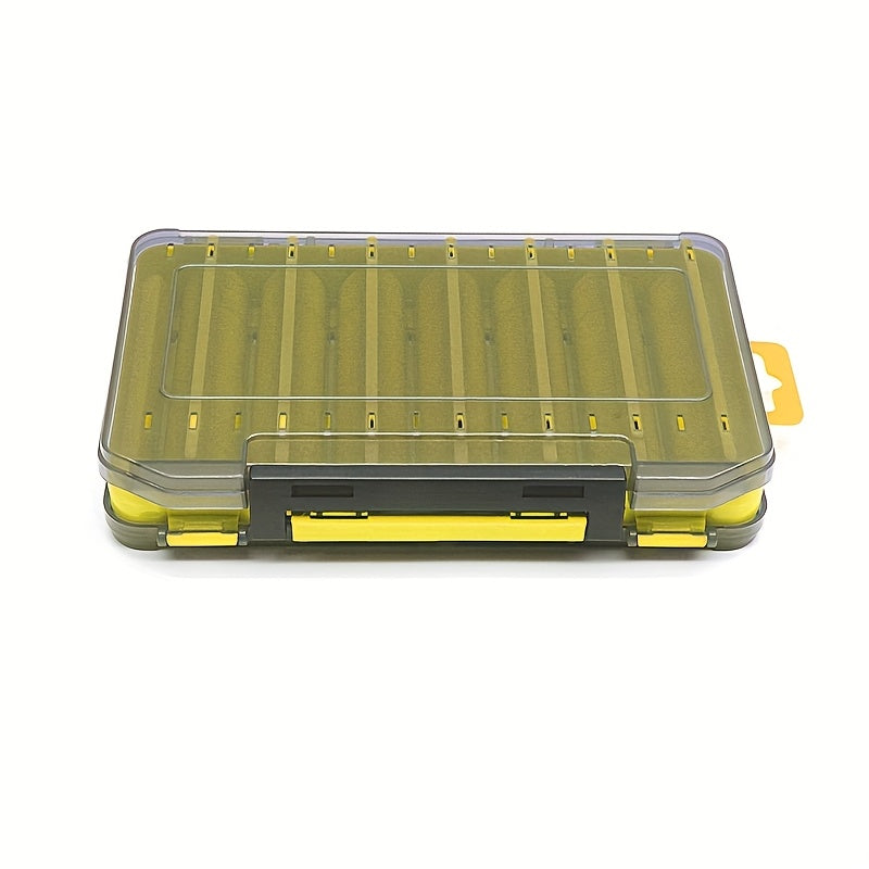 Fishing Lure Tackle Box Dual-Sided 14 Compartments – Portable ABS Lure Organizer for Minnow Pencil Squid Crankbait Hard Baits Freshwater Saltwater – Tangerine & Blue