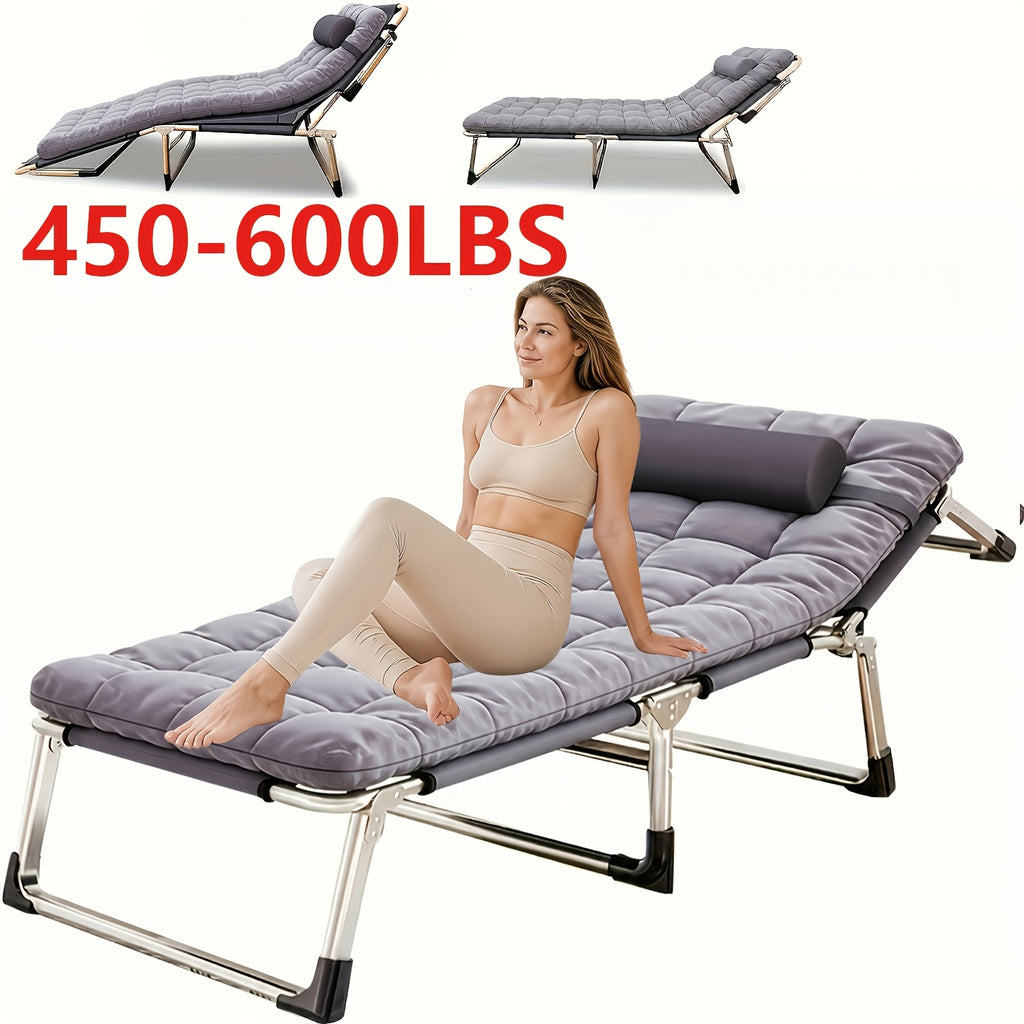 Heavy Duty Folding Camping Bed with Mattress Included 450-550 LBS Capacity Portable Cot for Adults Teens Travel Guest Bedroom Garden Balcony Outdoor Camping Supplies
