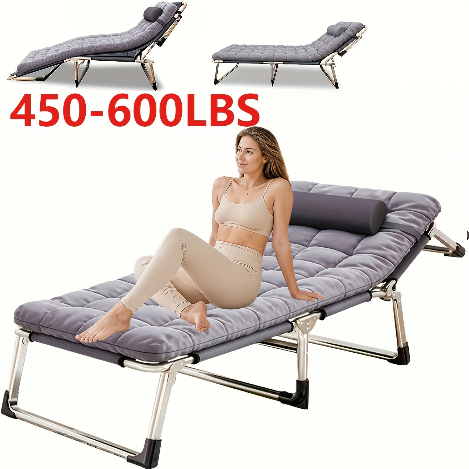 Heavy Duty Folding Camping Bed with Mattress Included 450-550 LBS Capacity Portable Cot for Adults Teens Travel Guest Bedroom Garden Balcony Outdoor Camping Supplies