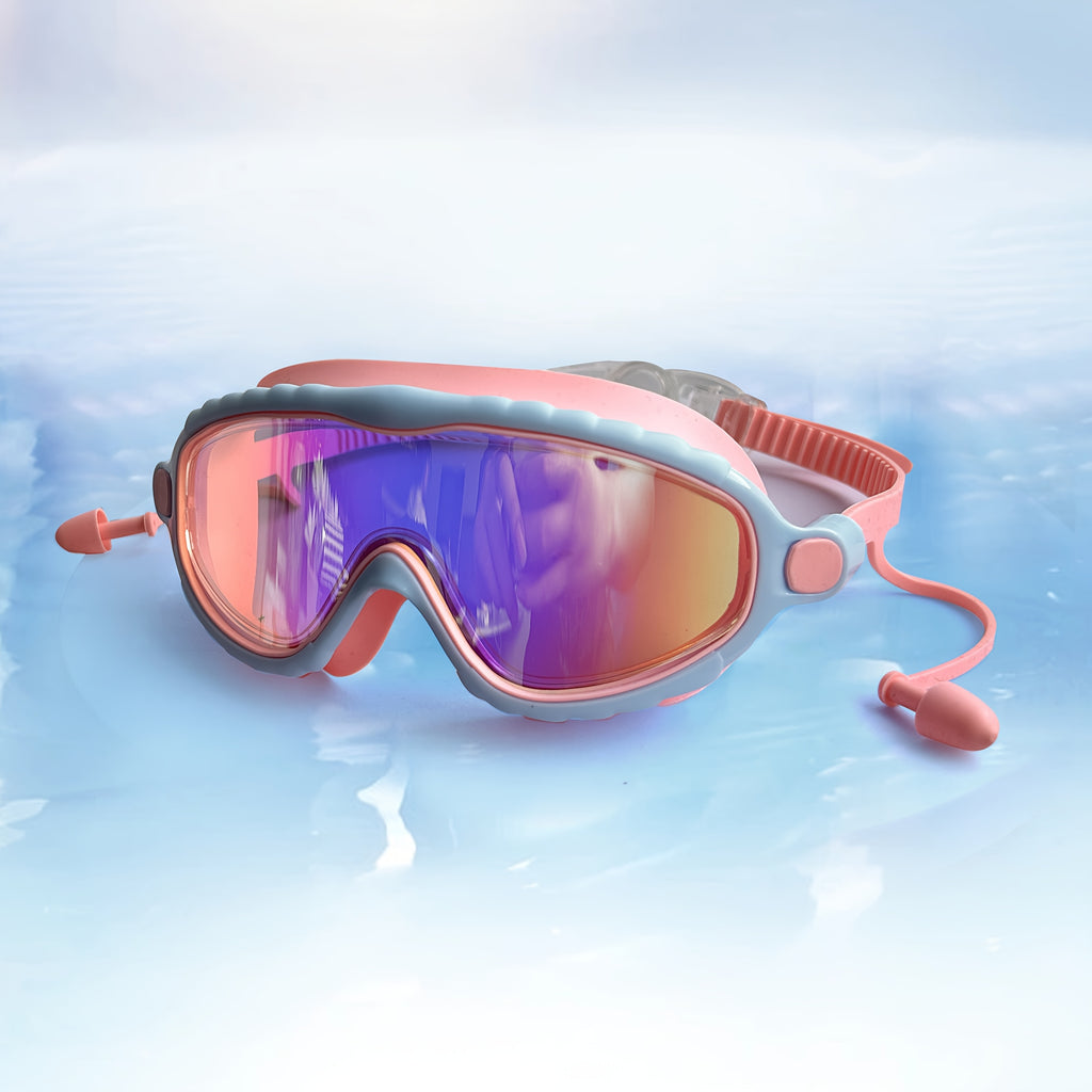 Kids Swim Goggles Anti-Fog Large Lens with Earplugs Waterproof Leak-Proof Swimming Goggles for Children Ages 3-14 Boys Girls Pool Beach Gift