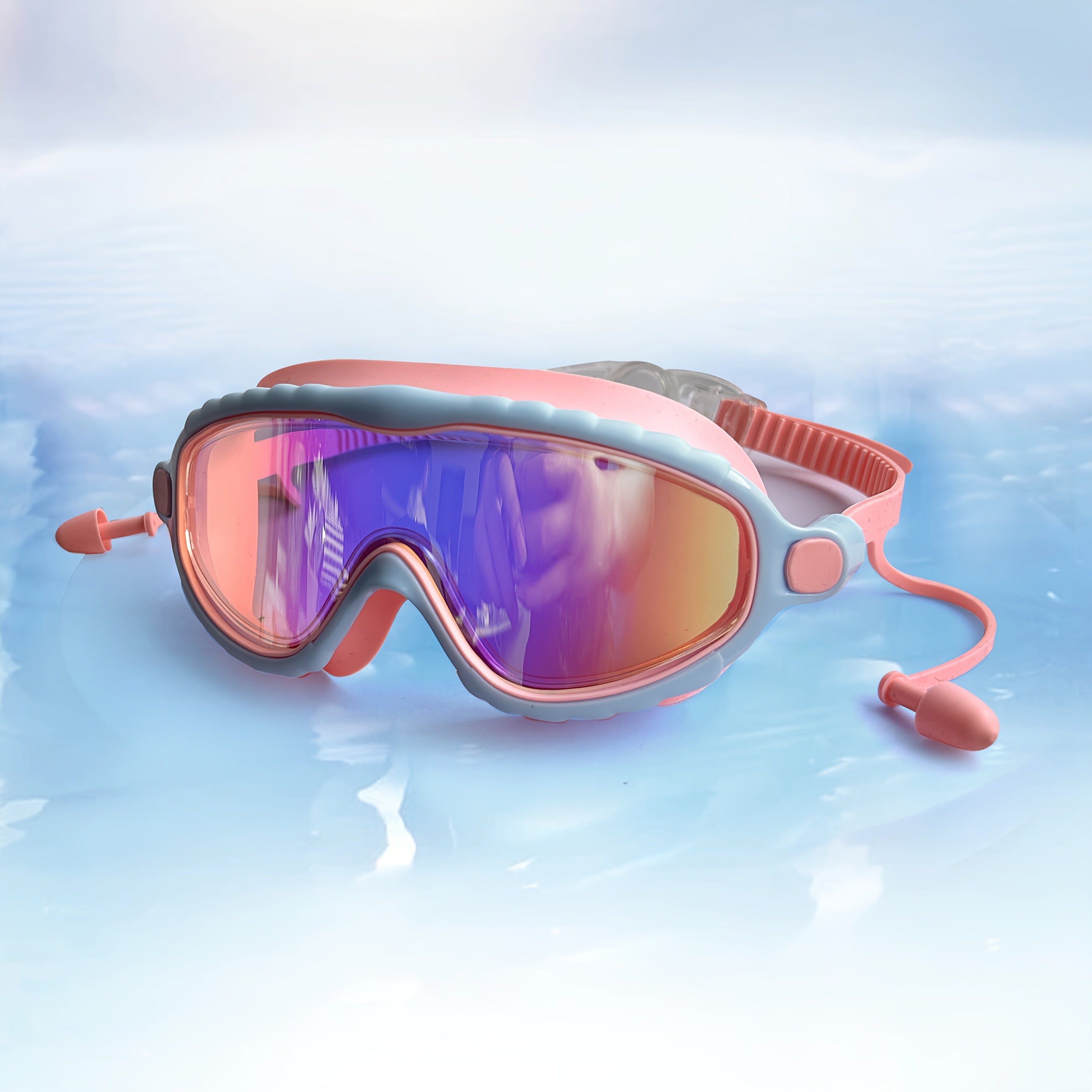 Kids Swim Goggles Anti-Fog Large Lens with Earplugs Waterproof Leak-Proof Swimming Goggles for Children Ages 3-14 Boys Girls Pool Beach Gift