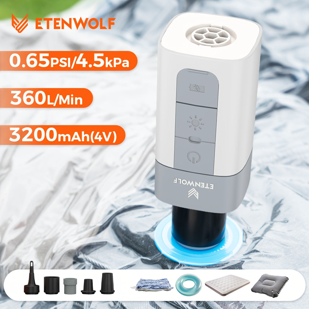 Portable Electric Air Pump 3200mAh Fast Inflation Deflation for Air Mattress Pool Floats Swimming Rings Camping Outdoor Lightweight Backpack Attachment