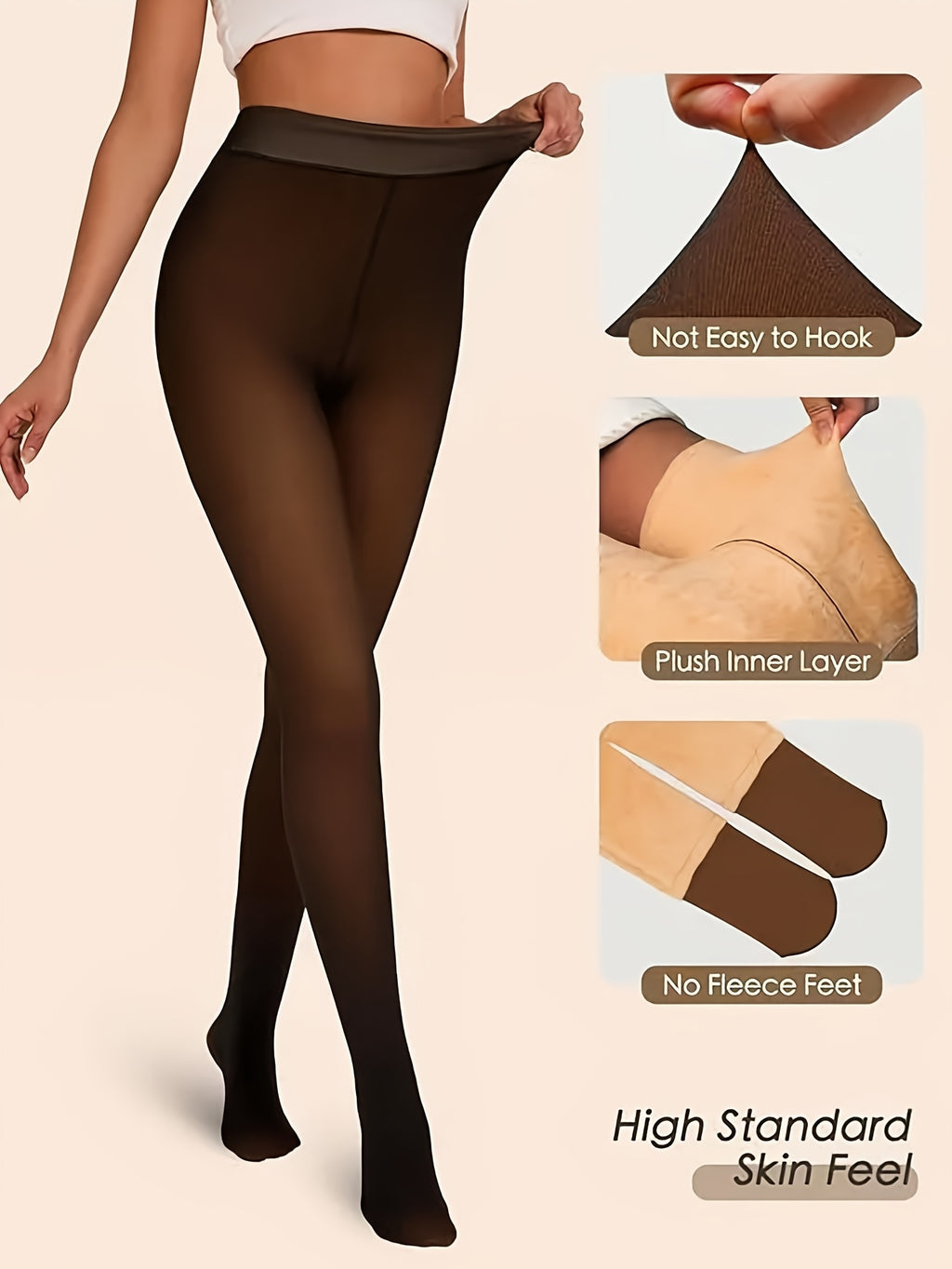 Fleece Lined Tights Women 2 Pack – Winter Warm Pantyhose, High Waist, Soft Stretch Leggings for Sports & Everyday Wear | Black, Tawny, Coffee, Rust | S–XXL