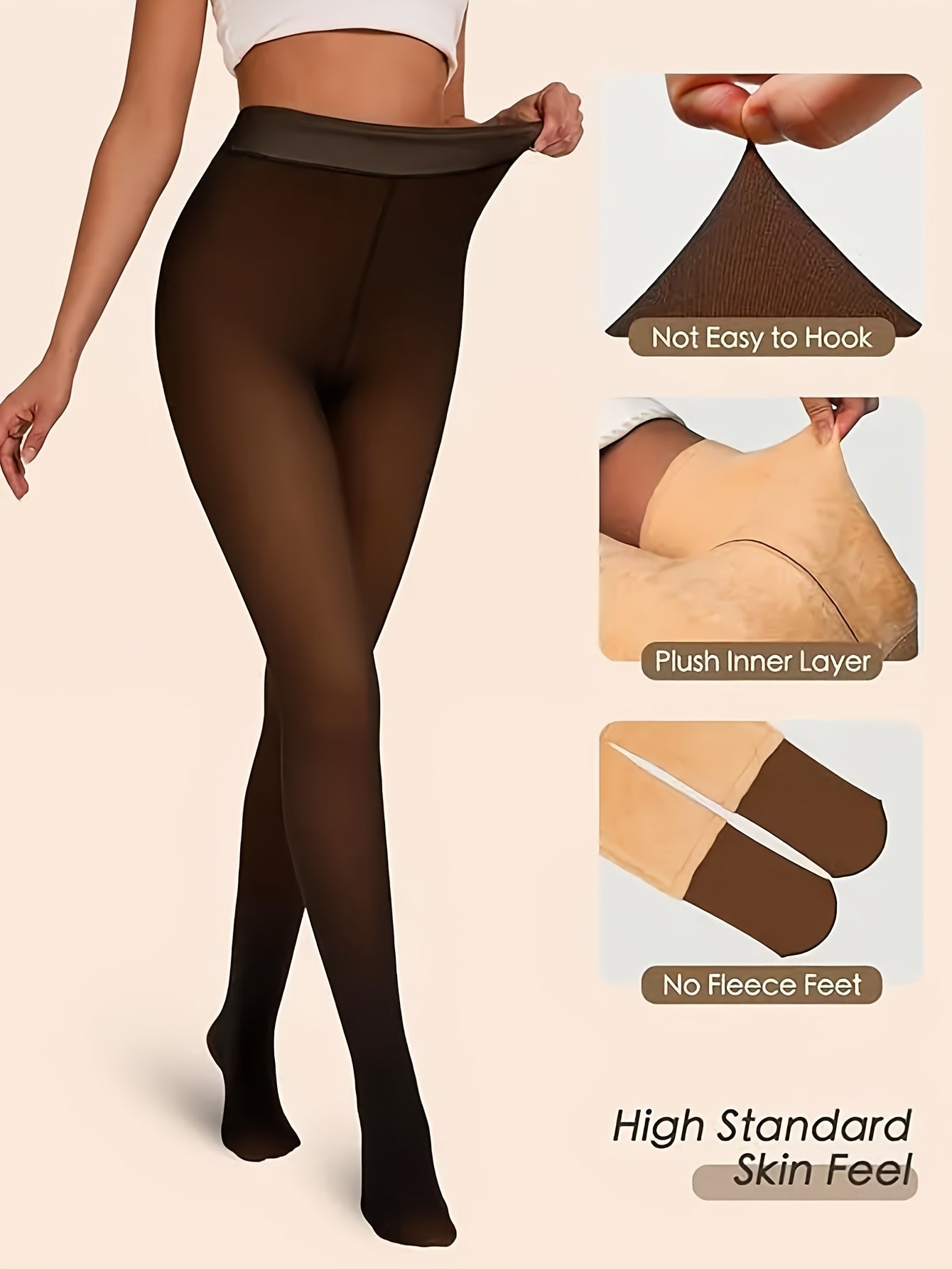 Fleece Lined Tights Women 2 Pack – Winter Warm Pantyhose, High Waist, Soft Stretch Leggings for Sports & Everyday Wear | Black, Tawny, Coffee, Rust | S–XXL