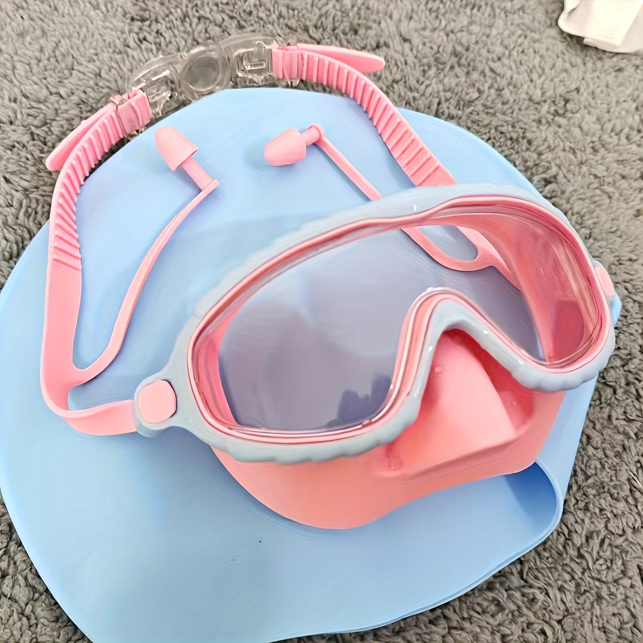 Oversized Anti-Fog Swim Goggles HD Clarity Wide View Silicone Cushion Adjustable Strap for Outdoor Swimming Beach Pool Lake Ocean Adults Men Women Pink Blue