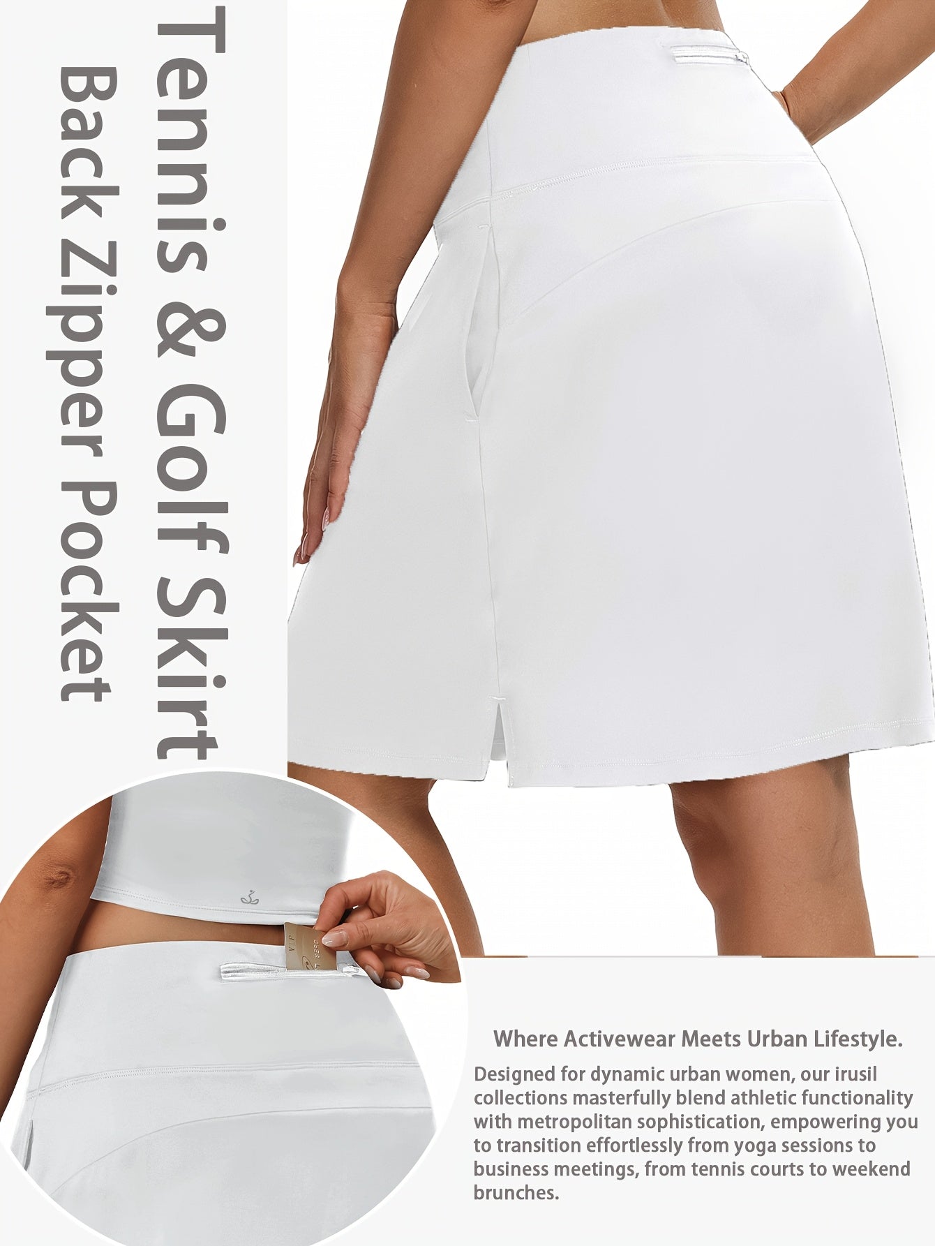 Women's Knee-Length Skort 20-Inch High Waist with 5 Pockets Built-In Shorts Long Athletic Skirt for Tennis Golf Workout Casual Wear S-XXL