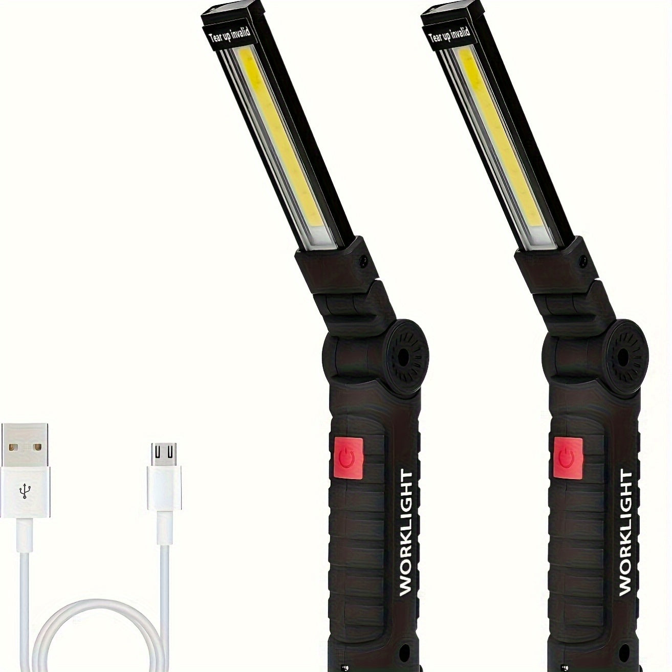 COB LED Rechargeable Work Light with Magnetic Base Multi-Pack - Portable Hanging Flashlight for Camping Garage Yard Emergency - Solar Front Mini Work Light Combo Sets