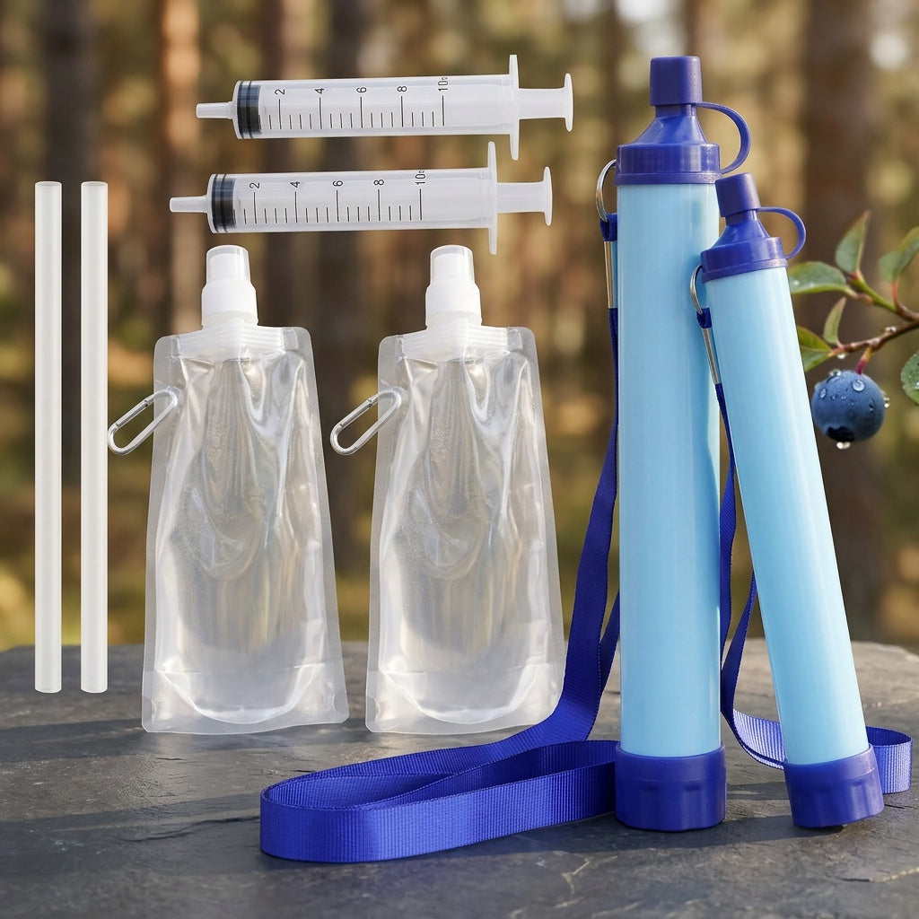 Survival Water Filter Straw 10000 Gallons Portable Personal Water Purifier for Camping Hiking Backpacking Emergency Filtration BPA Free